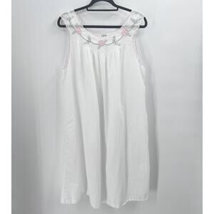 Vintage Kassatly Nightgown Cotton Sleeveless Cottage Coquette Size Large